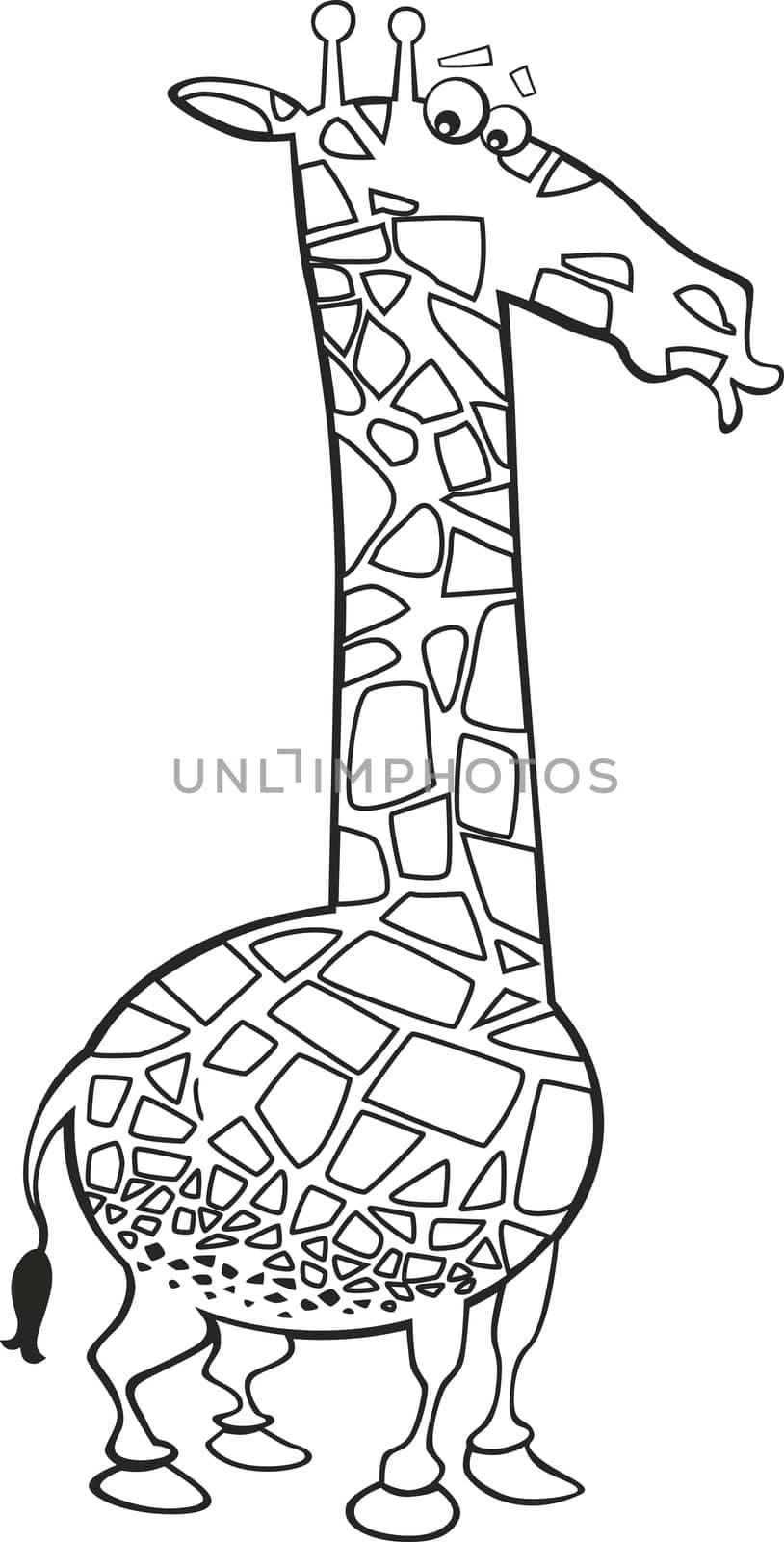 Illustration of funny giraffe for coloring book