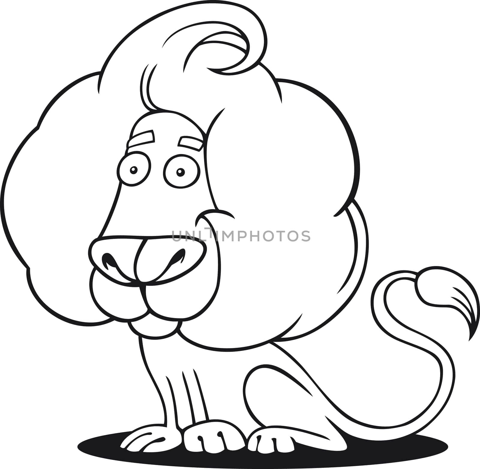 cartoon illustration of funny lion for coloring book
