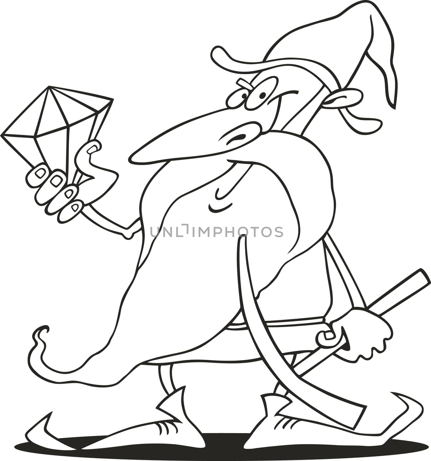 illustration of Dwarf with diamond for coloring book