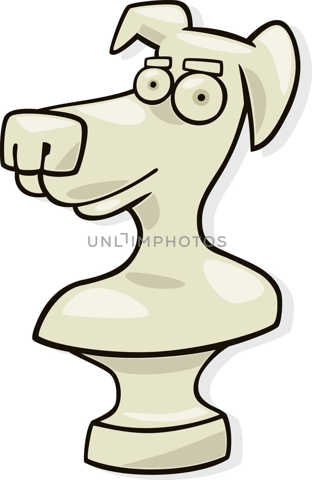 Cartoon illustration of dog sculpture bust