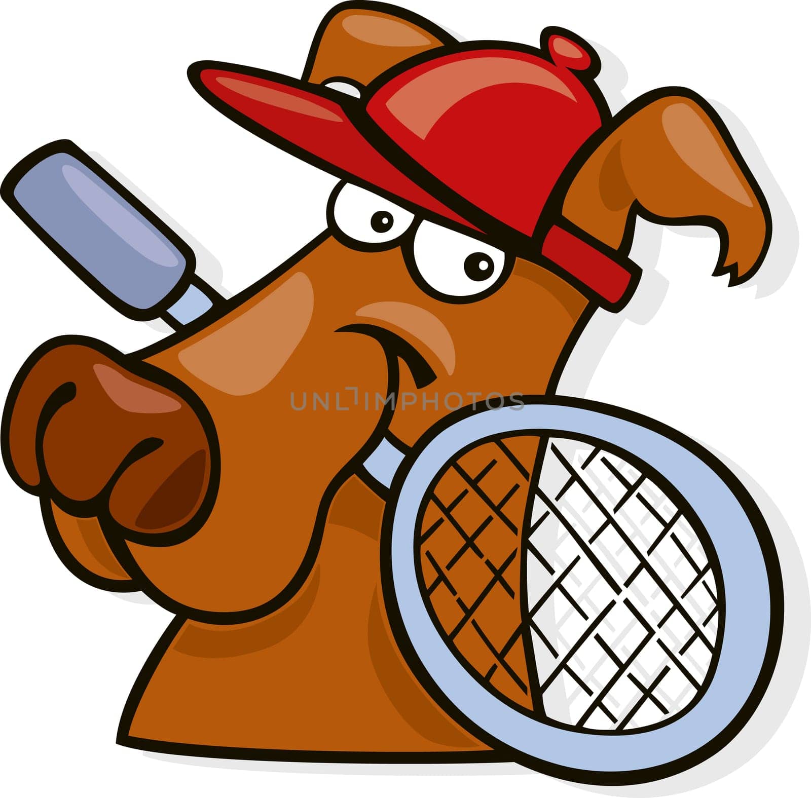 Illustration of sporty dog with tennis racket