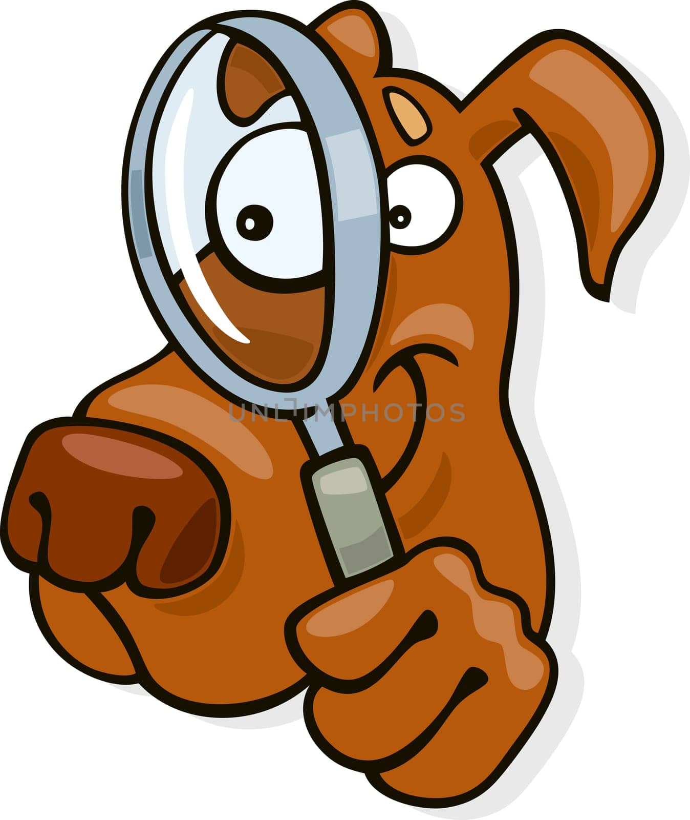 Illustration of dog with magnifying glass