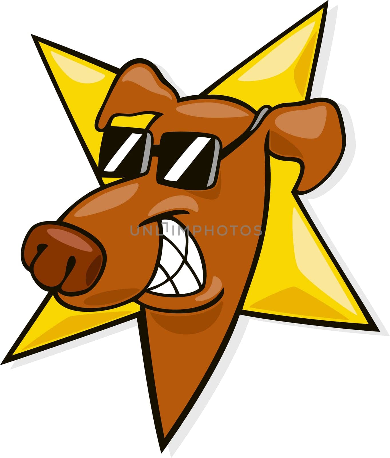 Cartoon illustration of dog in star shape
