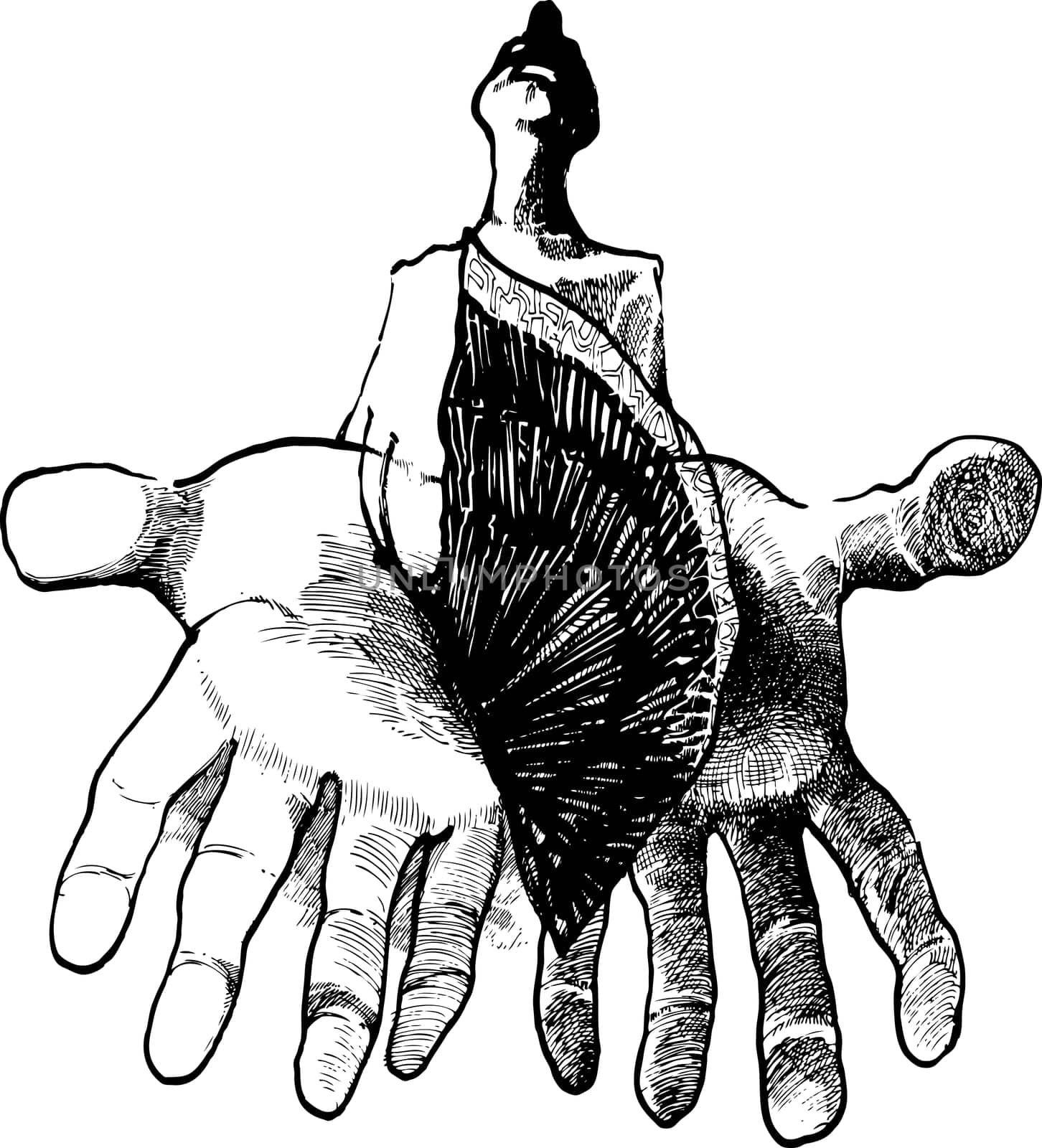 Illustration of man with butterfly on his hand
