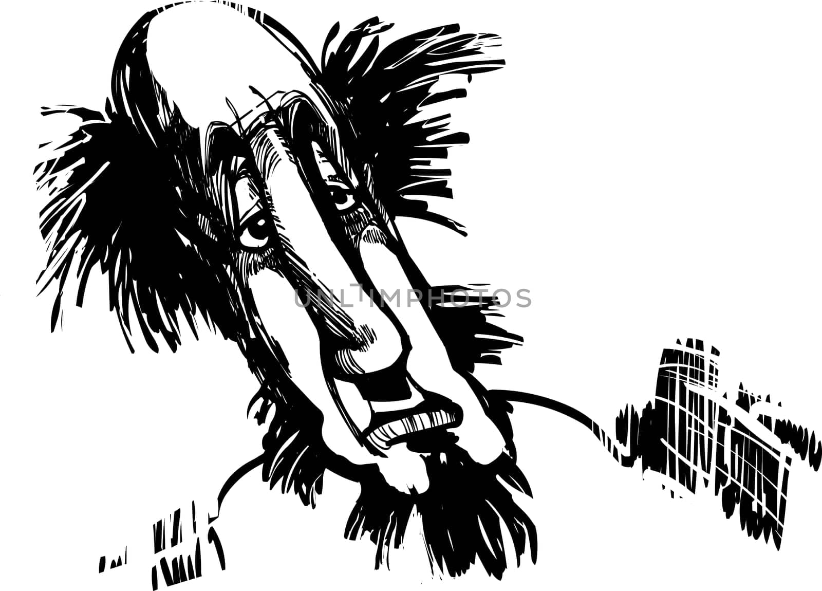 Drawing caricature illustration of middle age man
