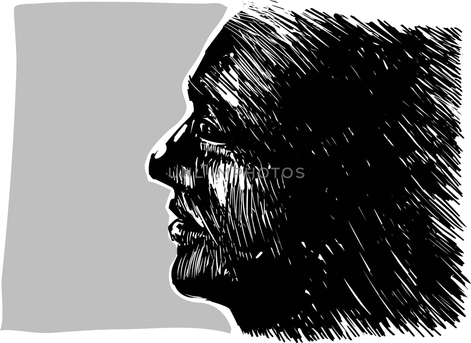 Drawing illustration of man profile
