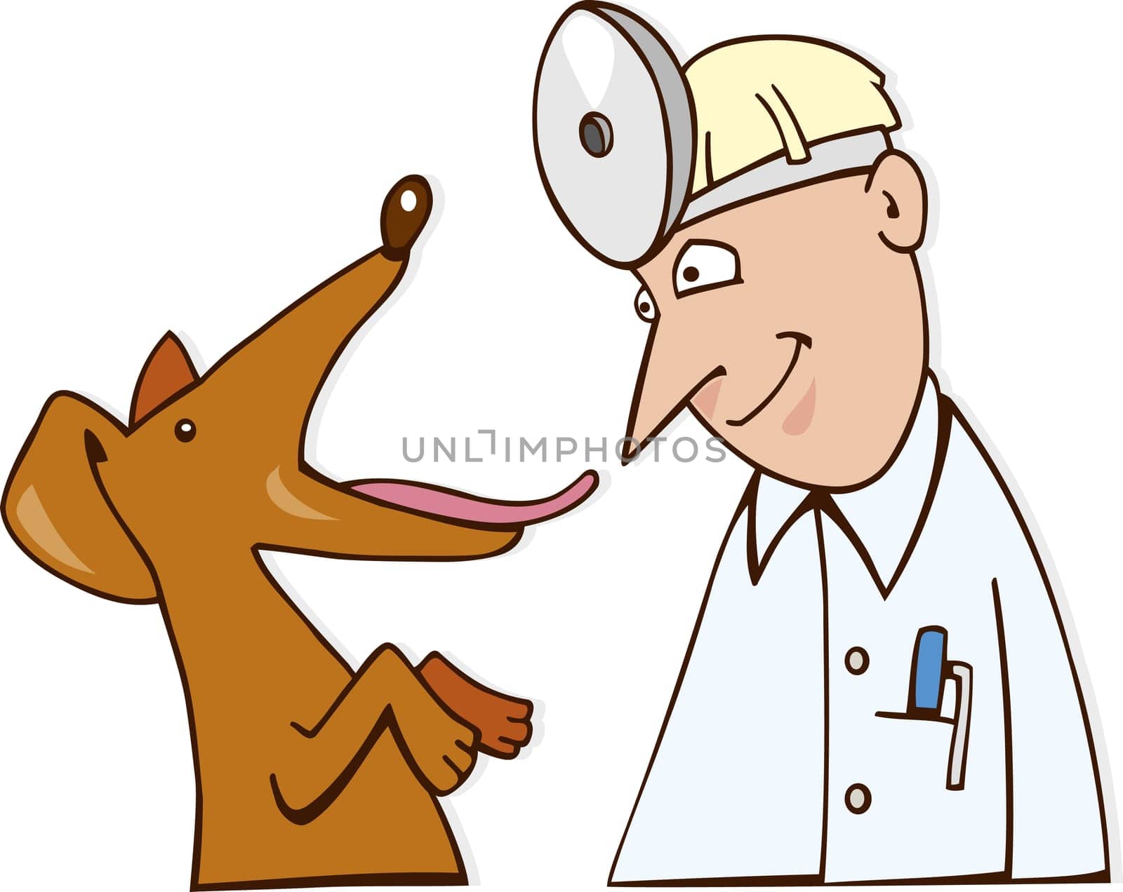 Cartoon illustration of Dog at Vet
