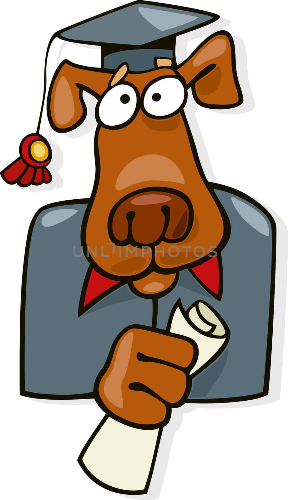 llustration of graduate dog with diploma