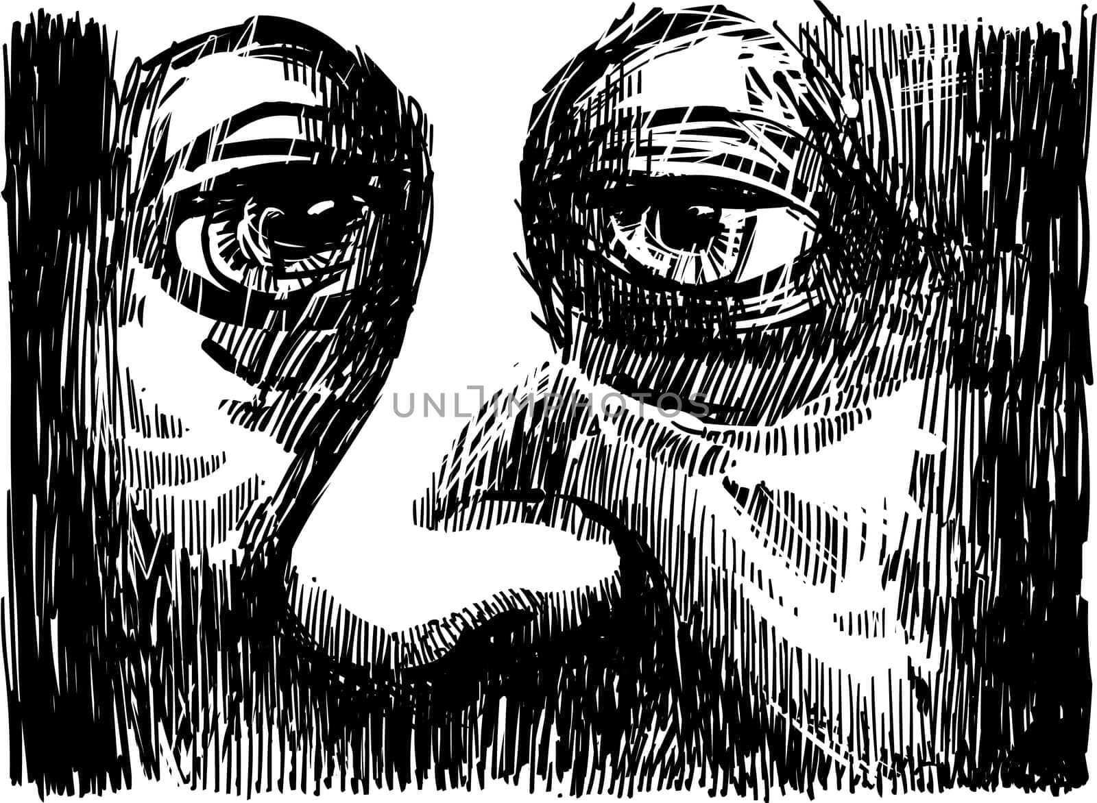 Drawing Illustration of old Man Eyes