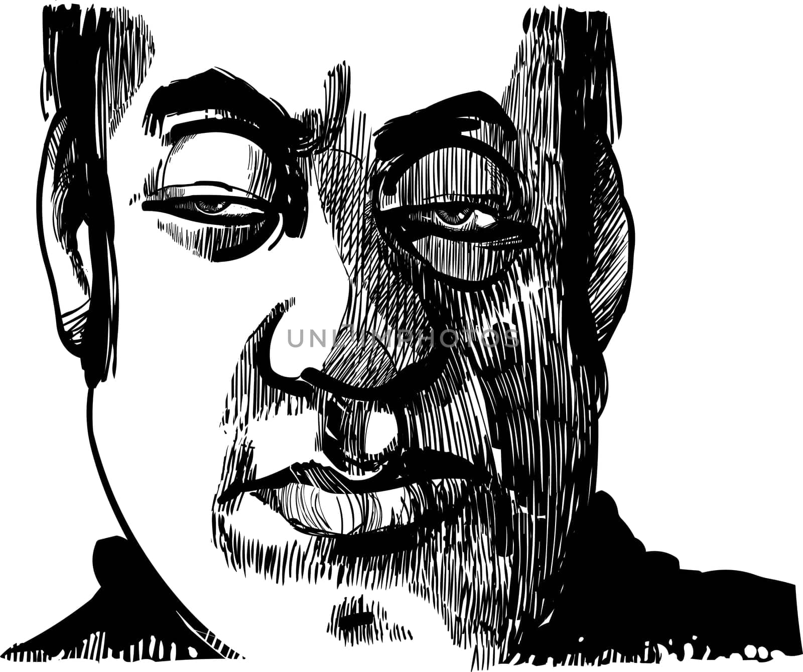 Drawing illustration of wise man face