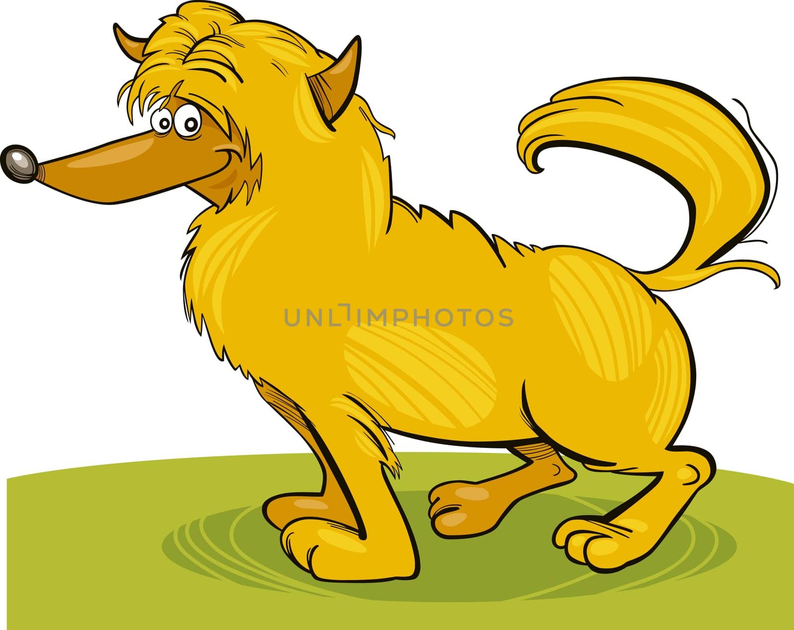 Illustration of funny shaggy yellow dog