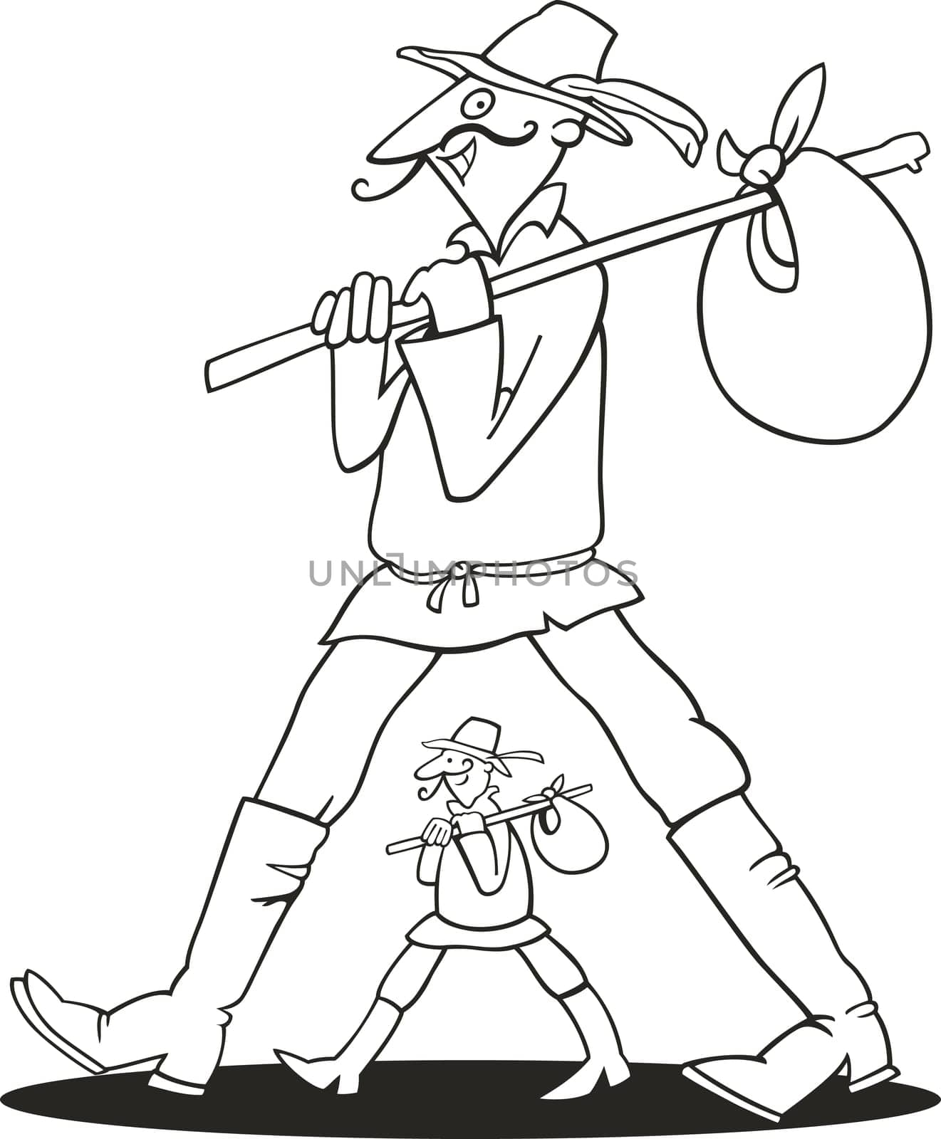 illustration of Two wayfarers for coloring book