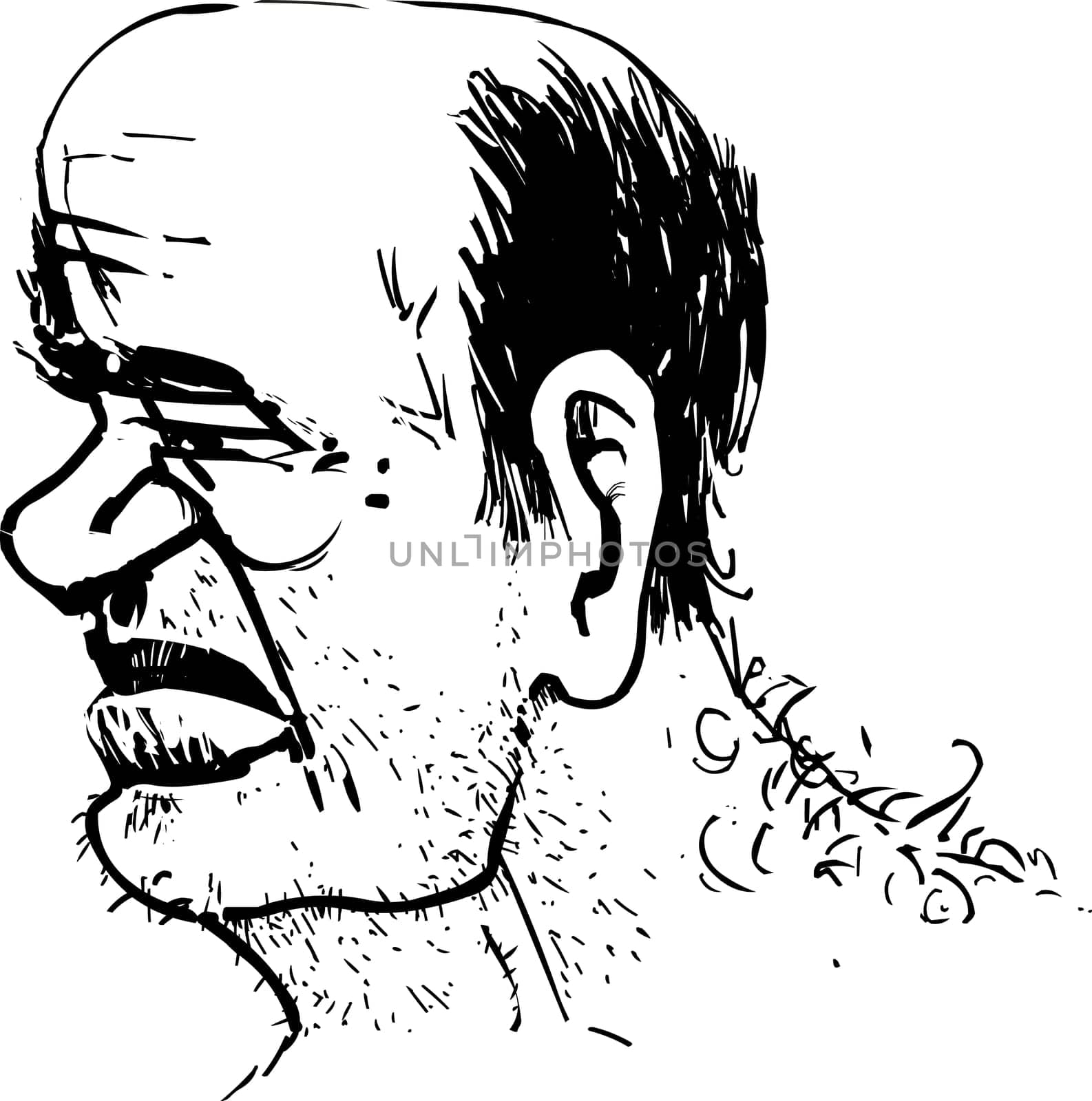 Caricature Drawing of Roughneck Man
