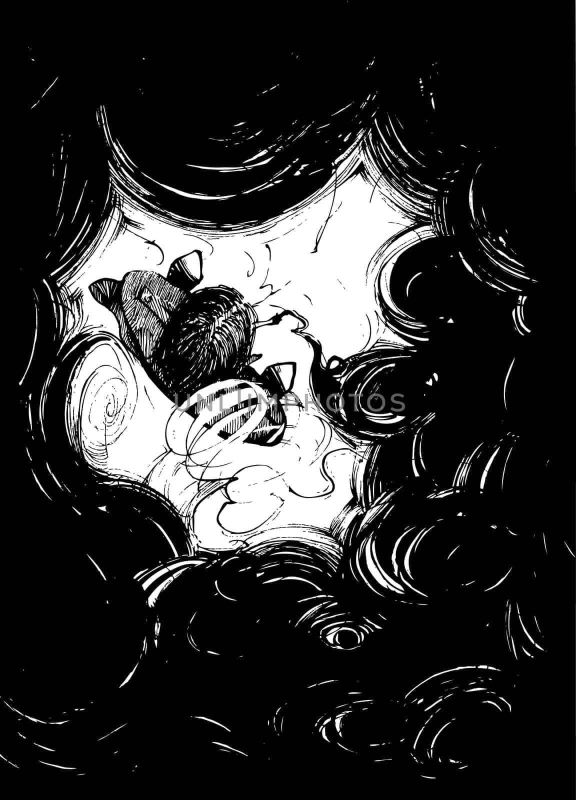 Illustration of smoker in black smoke