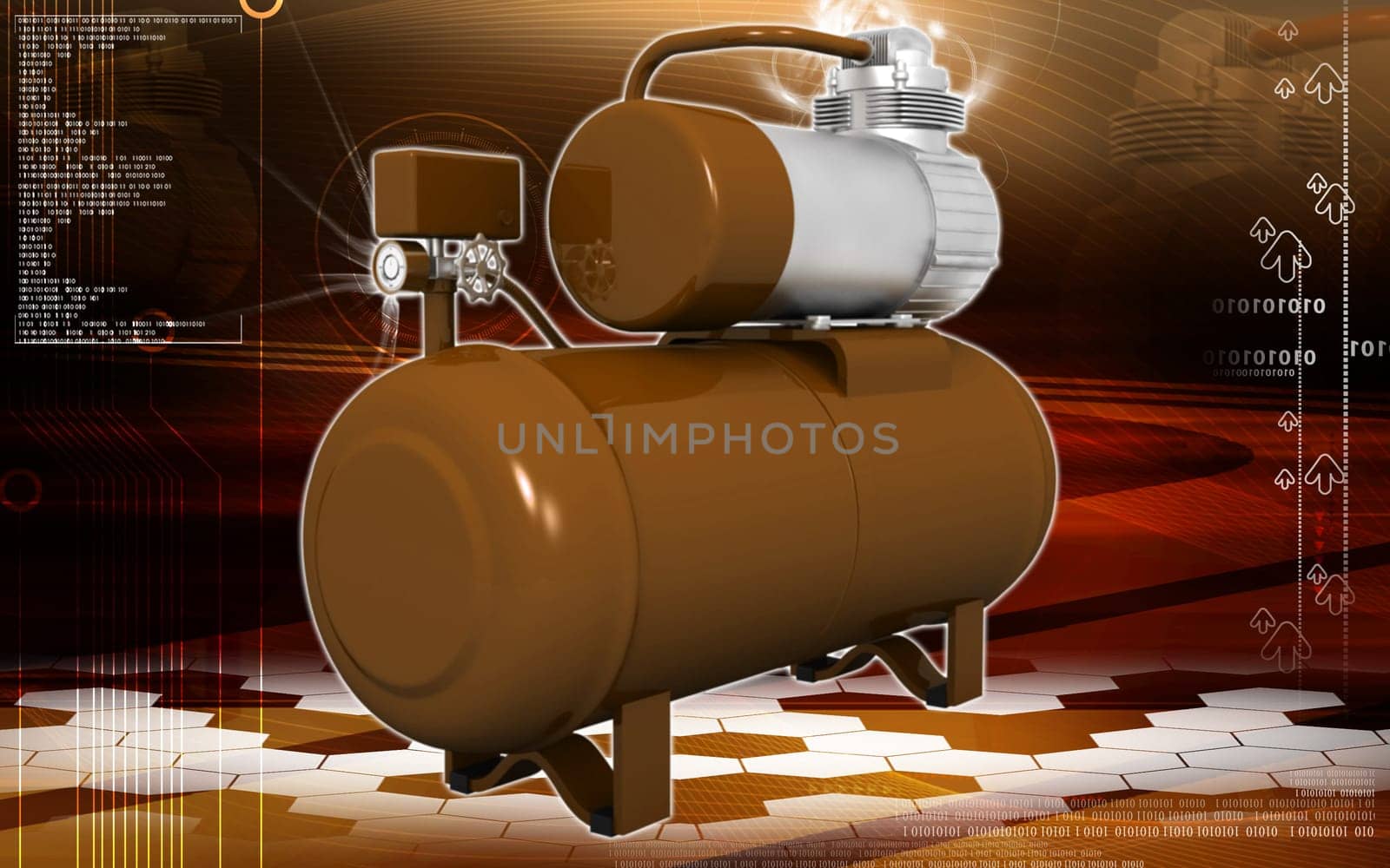 Digital illustration of air compressor in colour background