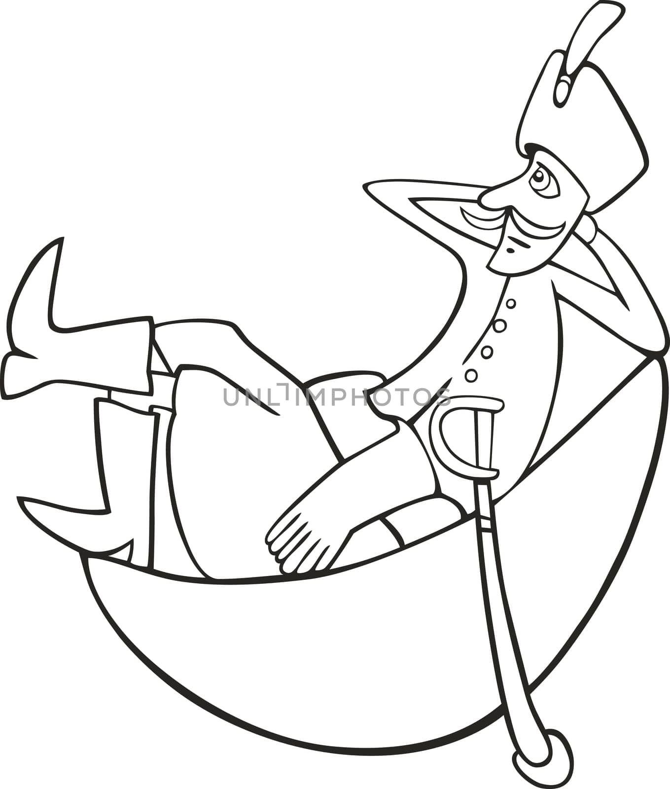 illustration of Man on the moon for coloring book