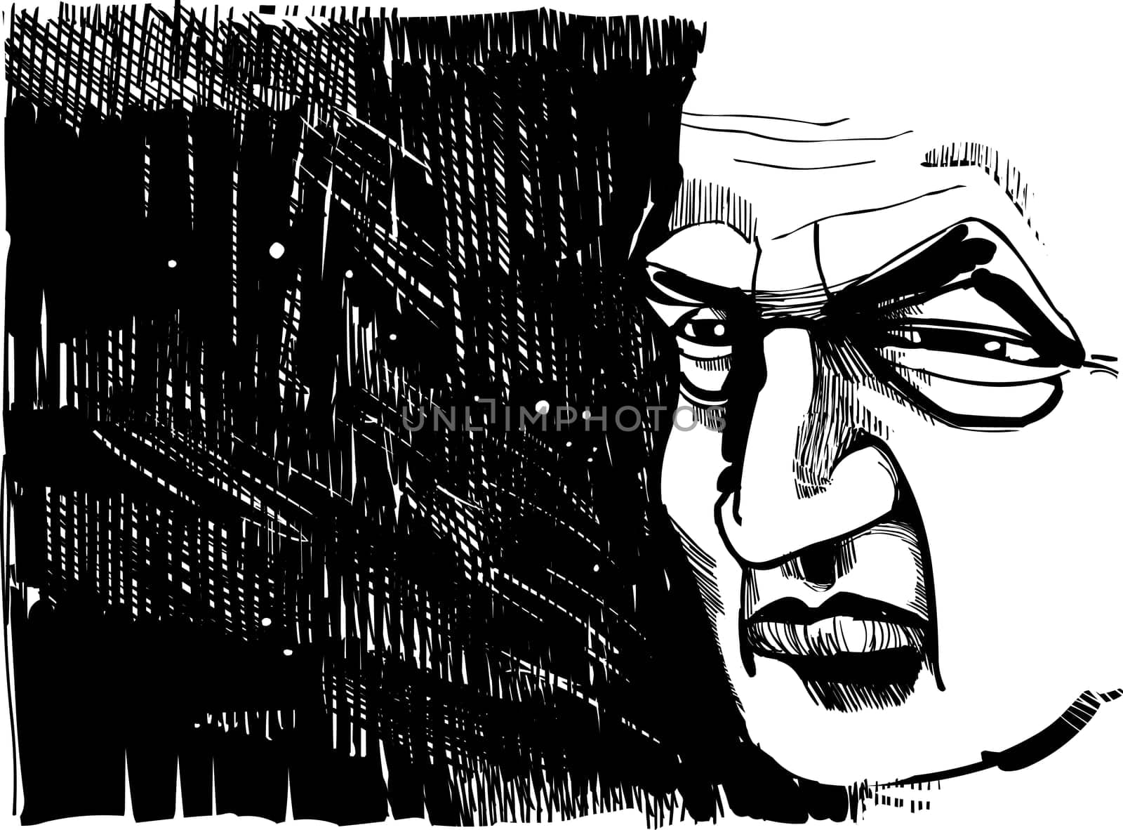 Drawing illustration of old man