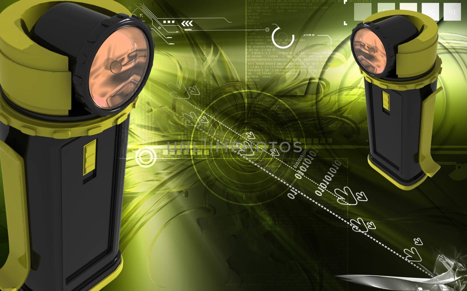 Digital illustration of light in colour background