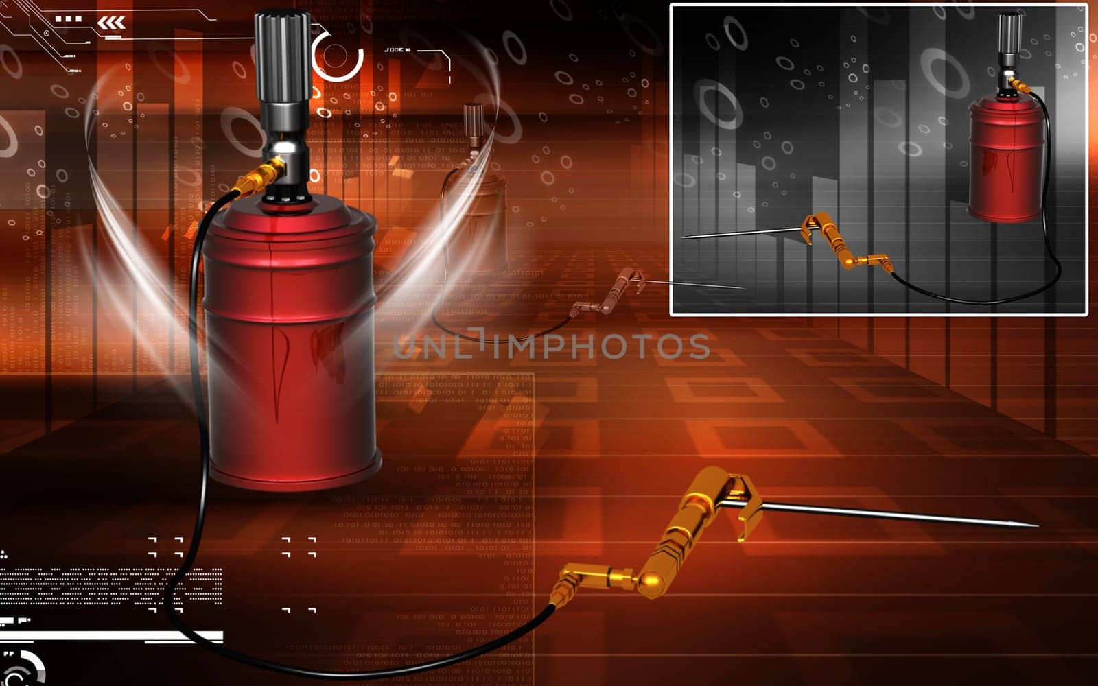 Digital illustration of air grease pump in colour background