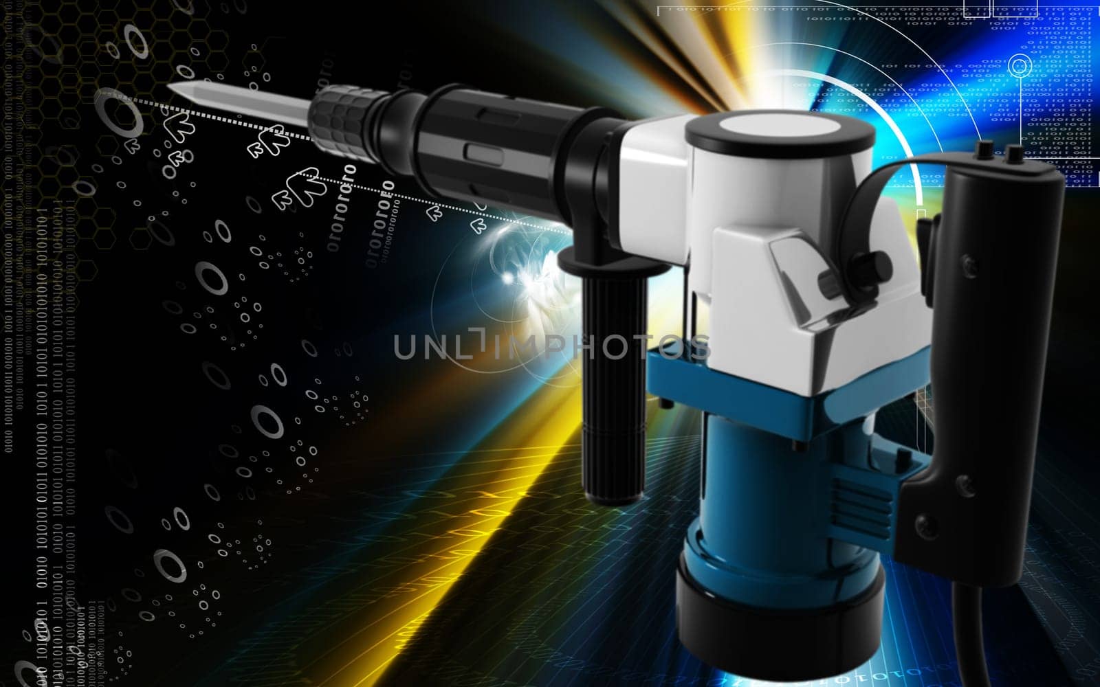 Digital illustration of electric breaker in colour background