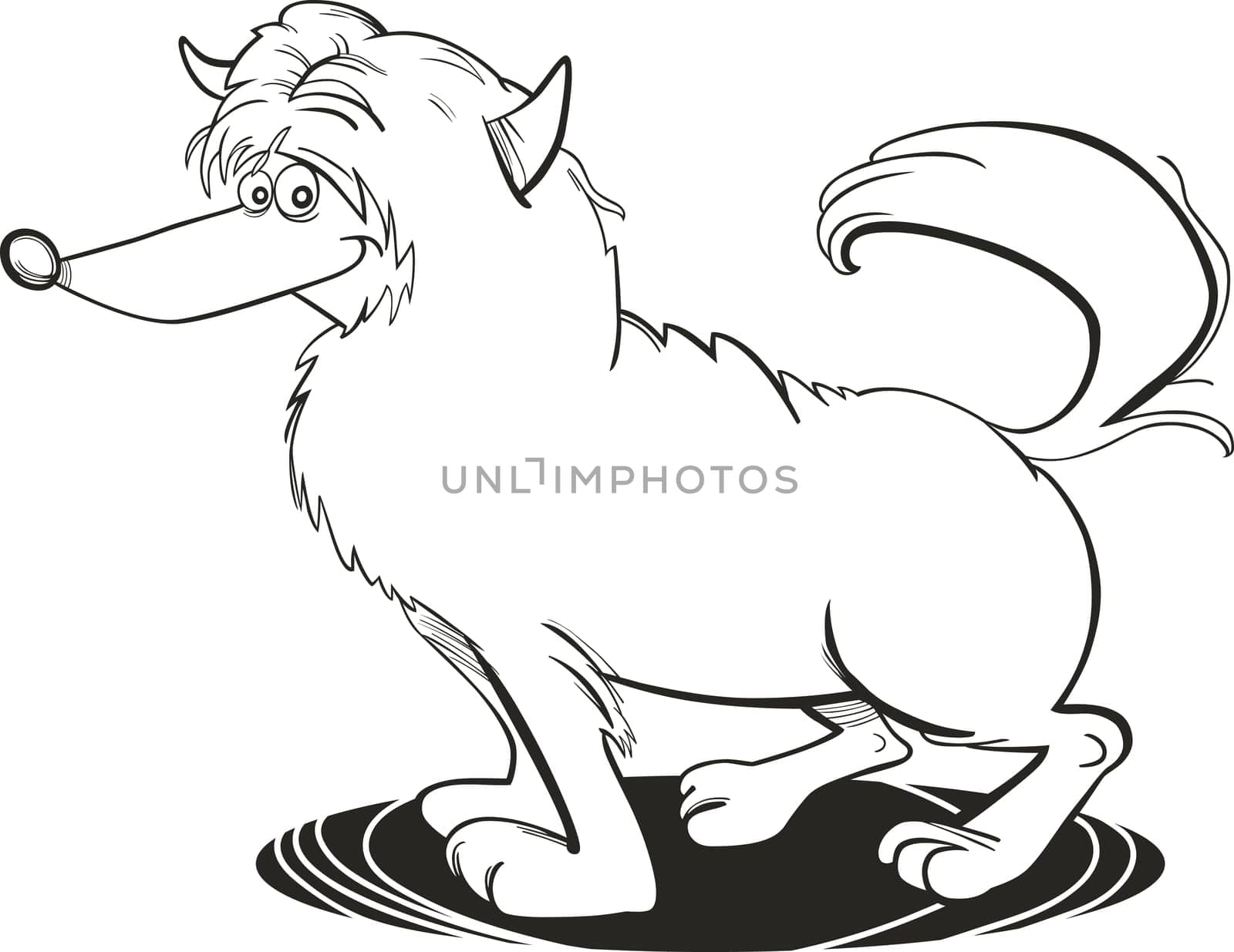 illustration of Shaggy dog for coloring book