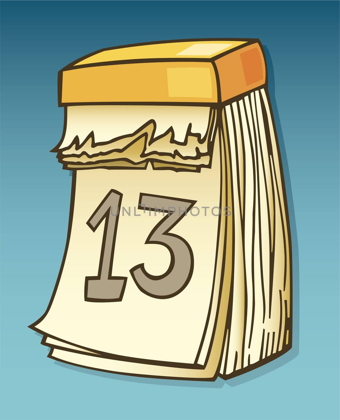 Illustration of thirteenth on wall calendar