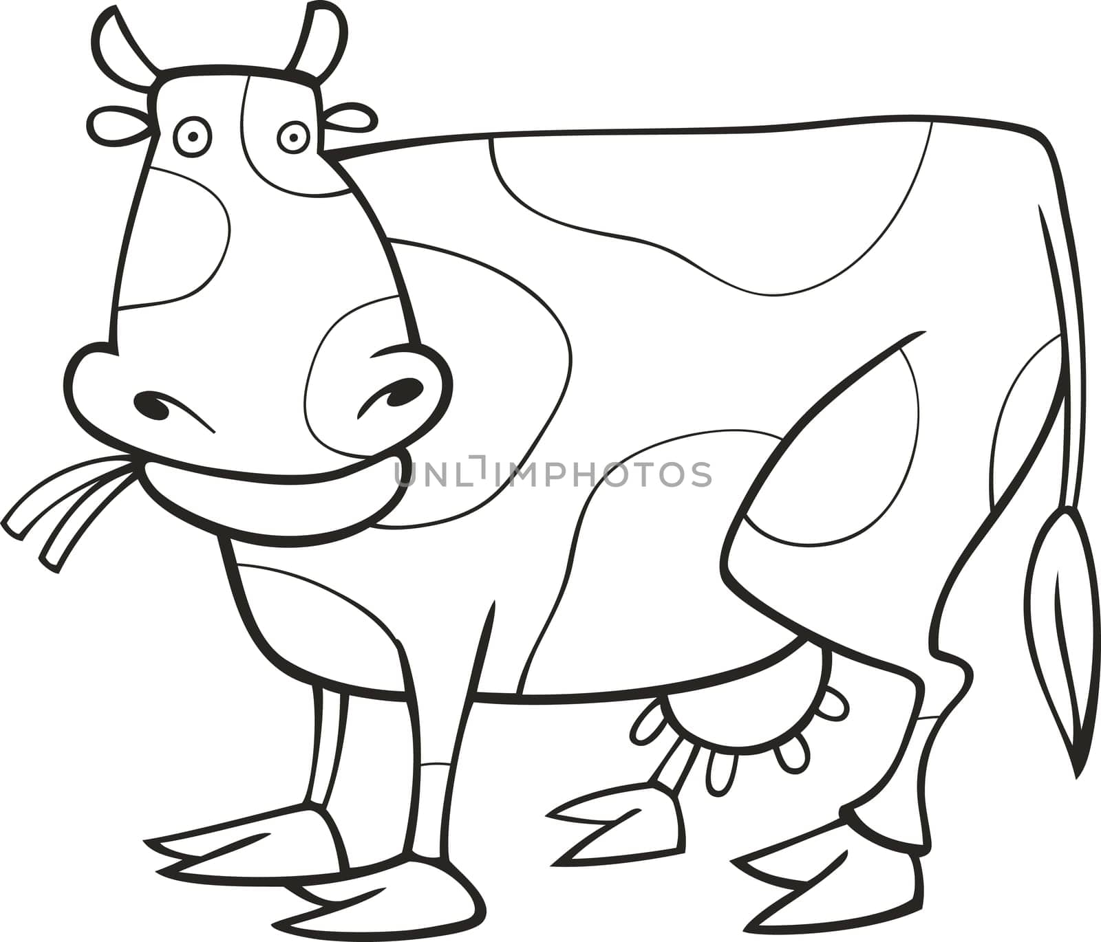illustration of Funny Cow for coloring book