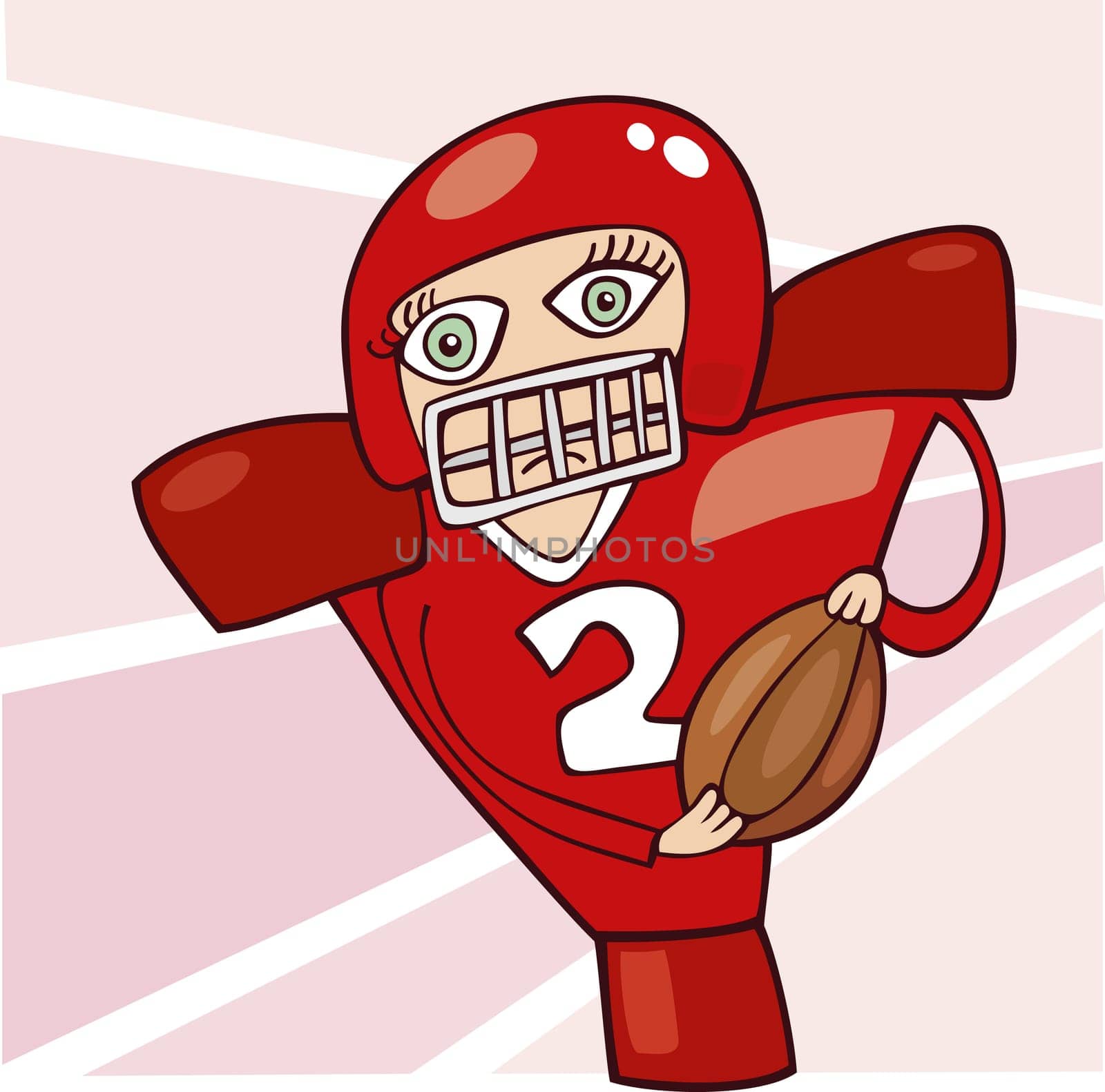 Cartoon illustration of footballer girl