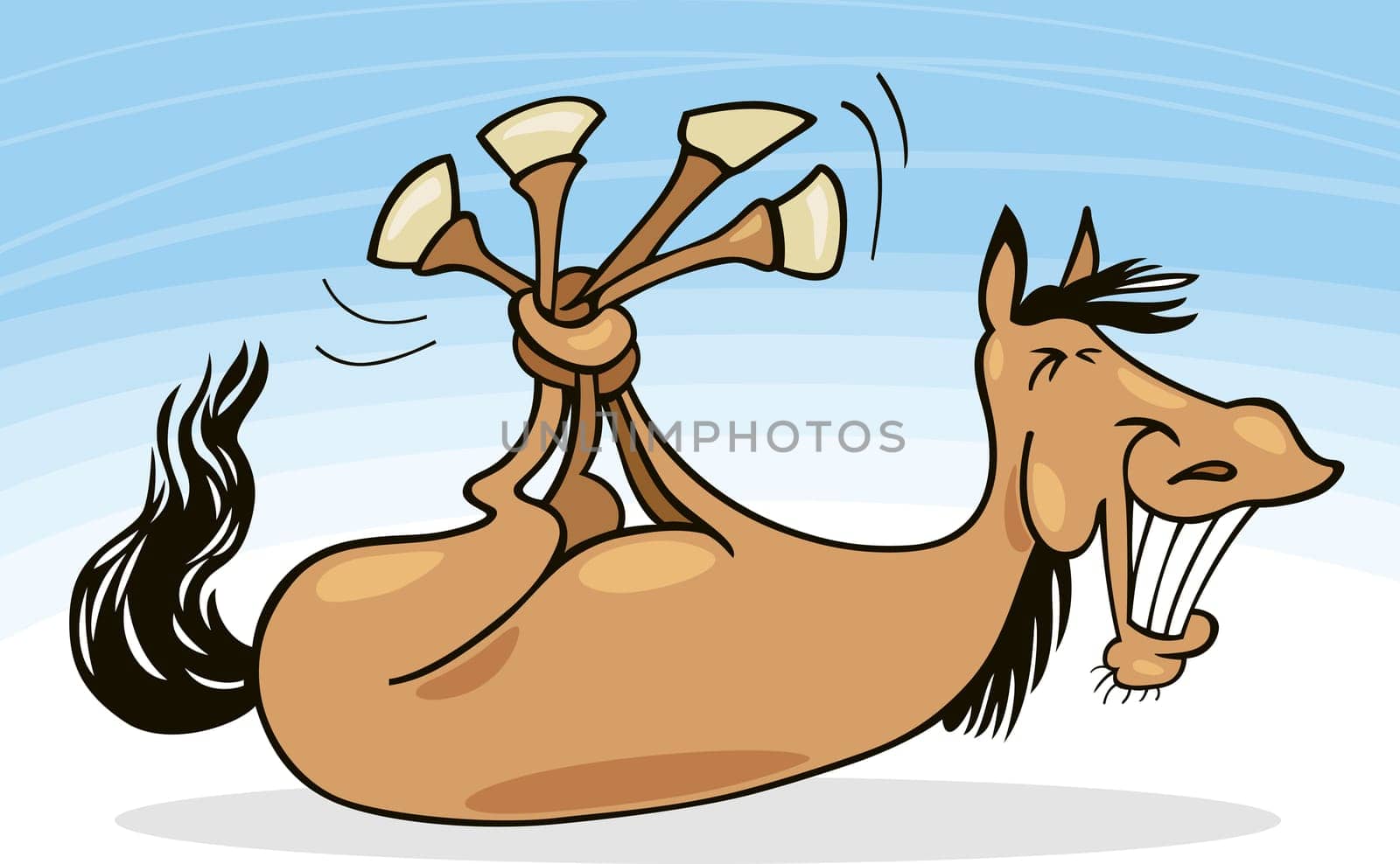 Cartoon illustration of funny horse