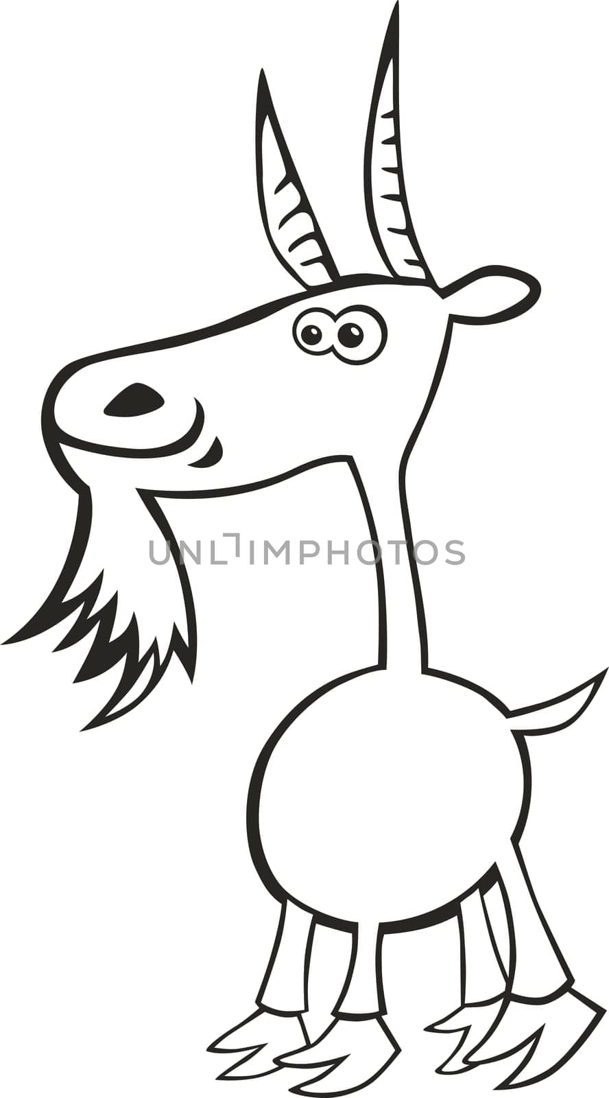 Cartoon illustration of funny goat for coloring book