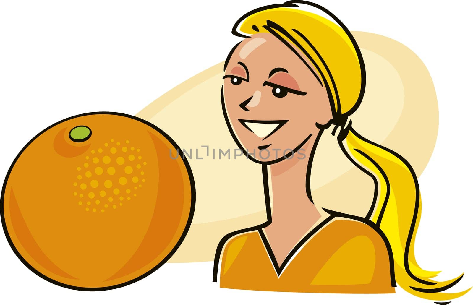 illustration of woman with orange fruit