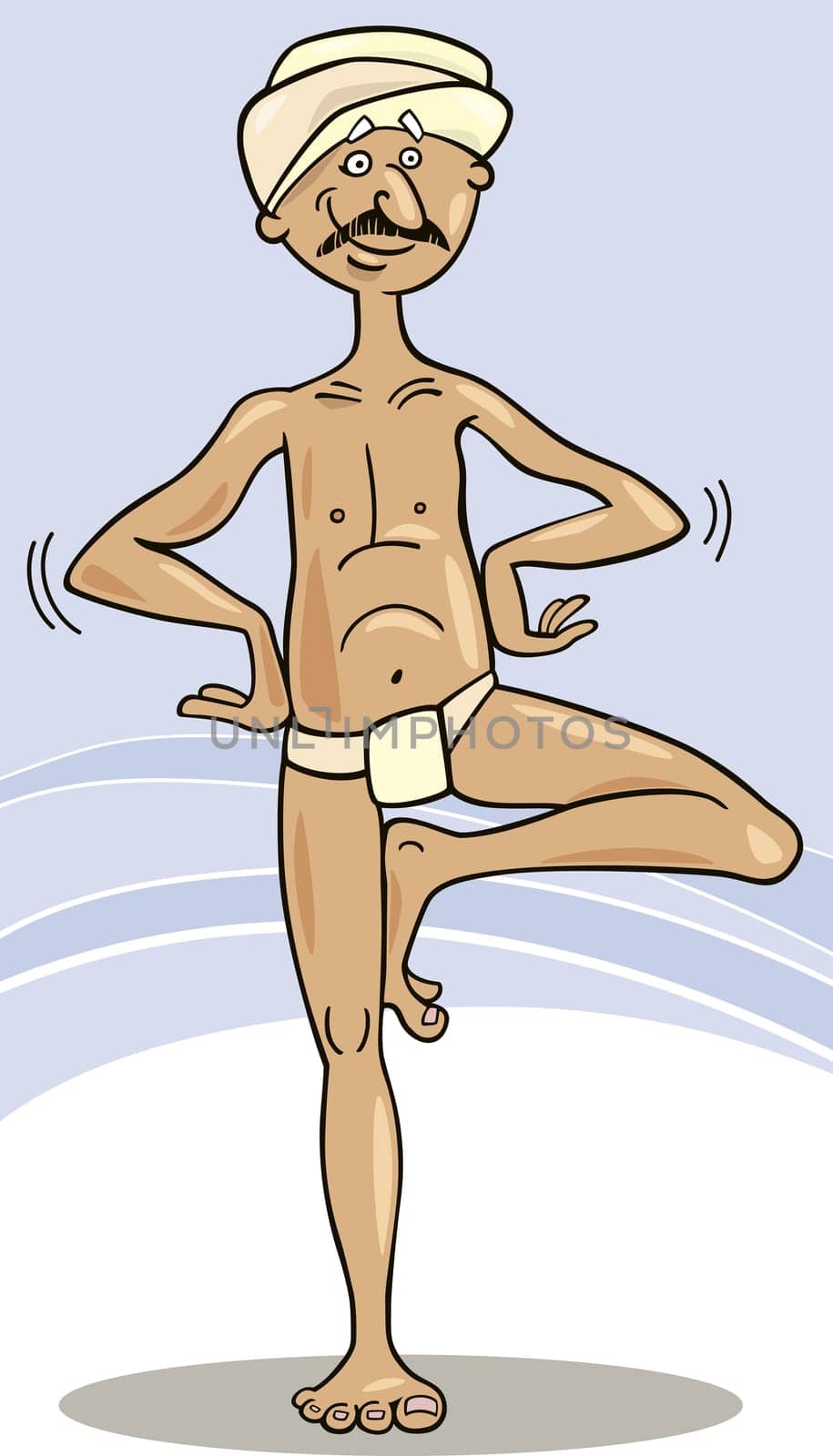 Illustration of hindu man practice yoga exercises