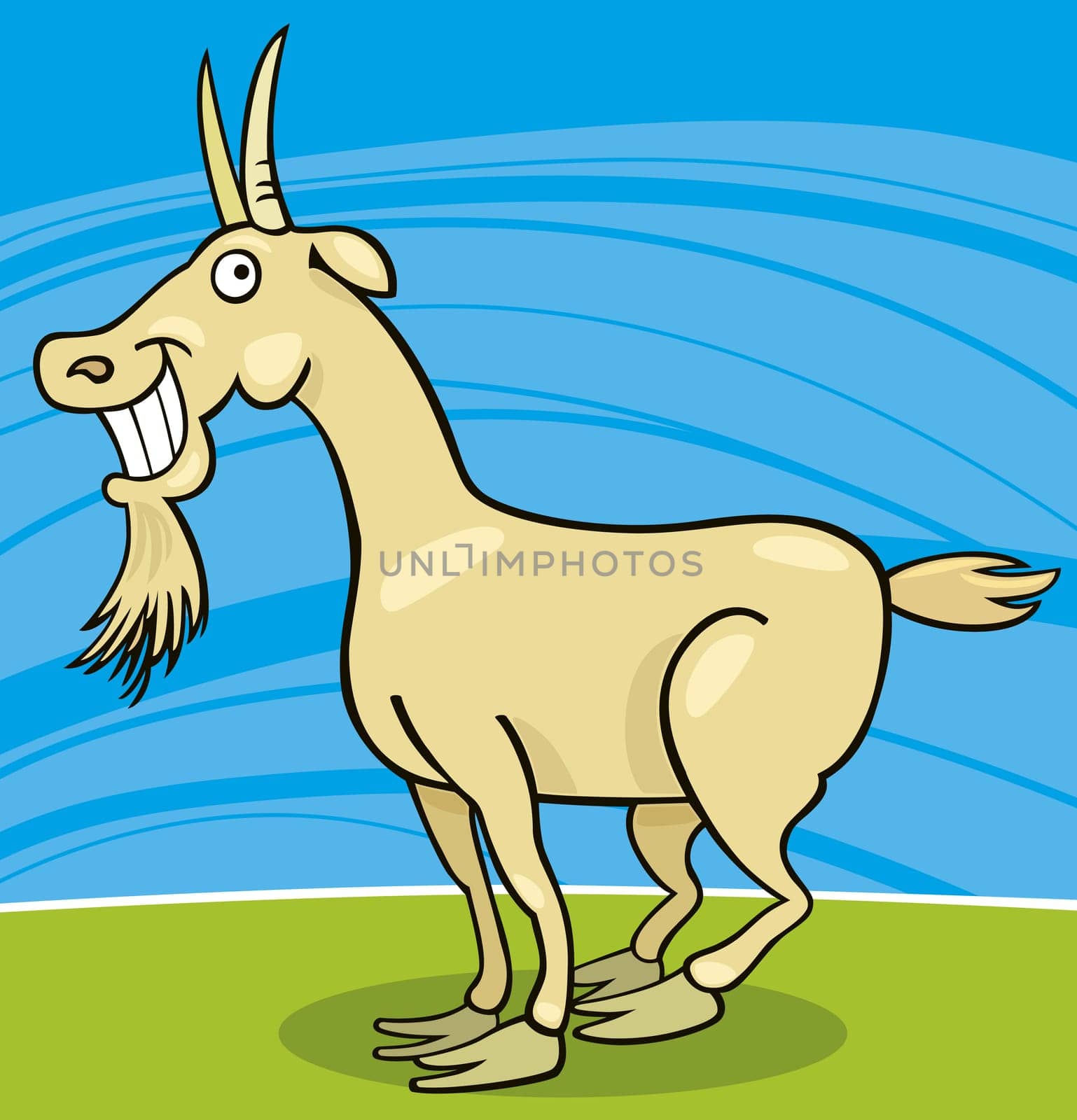 Illustration of goat with toothy smile