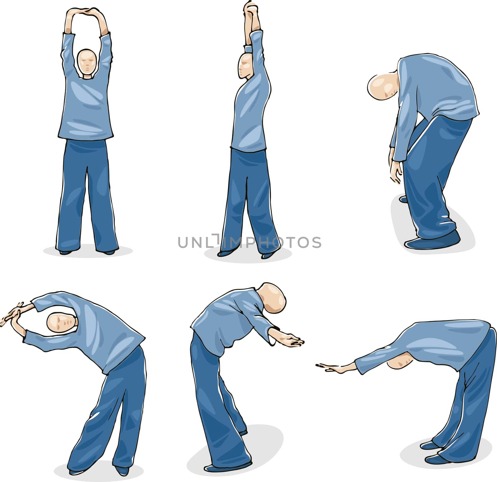 Illustration of Man Practice Tai Chi Warm-up