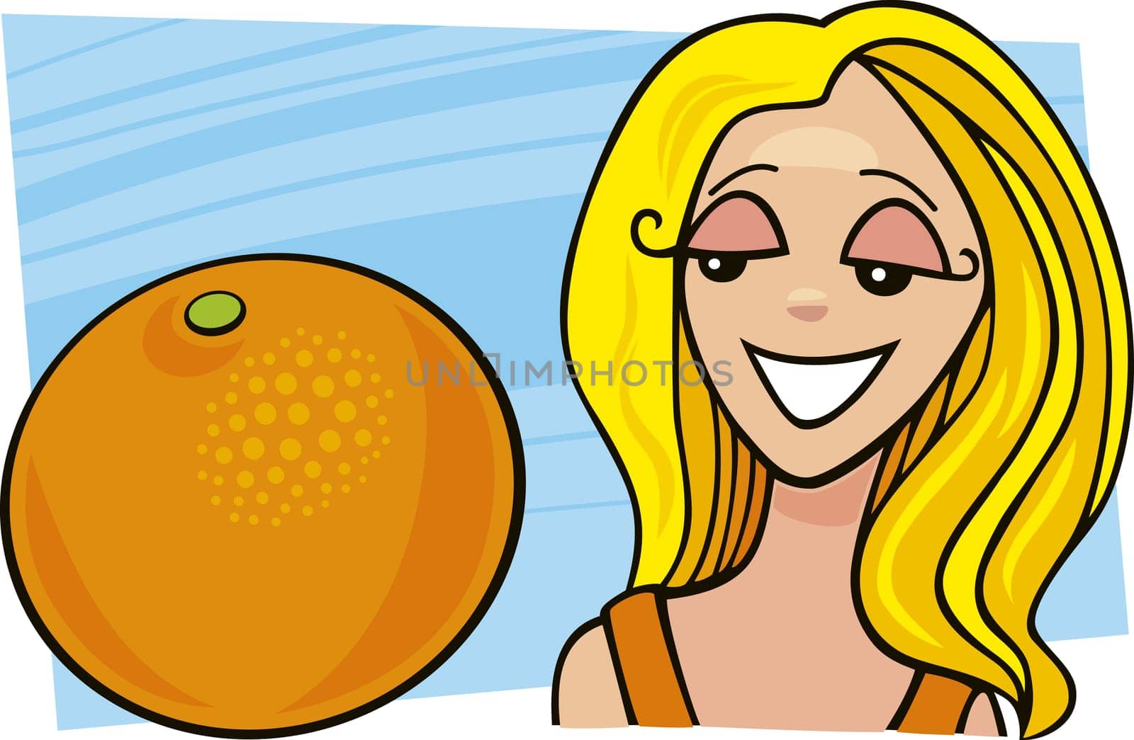 illustration of girl with orange fruit