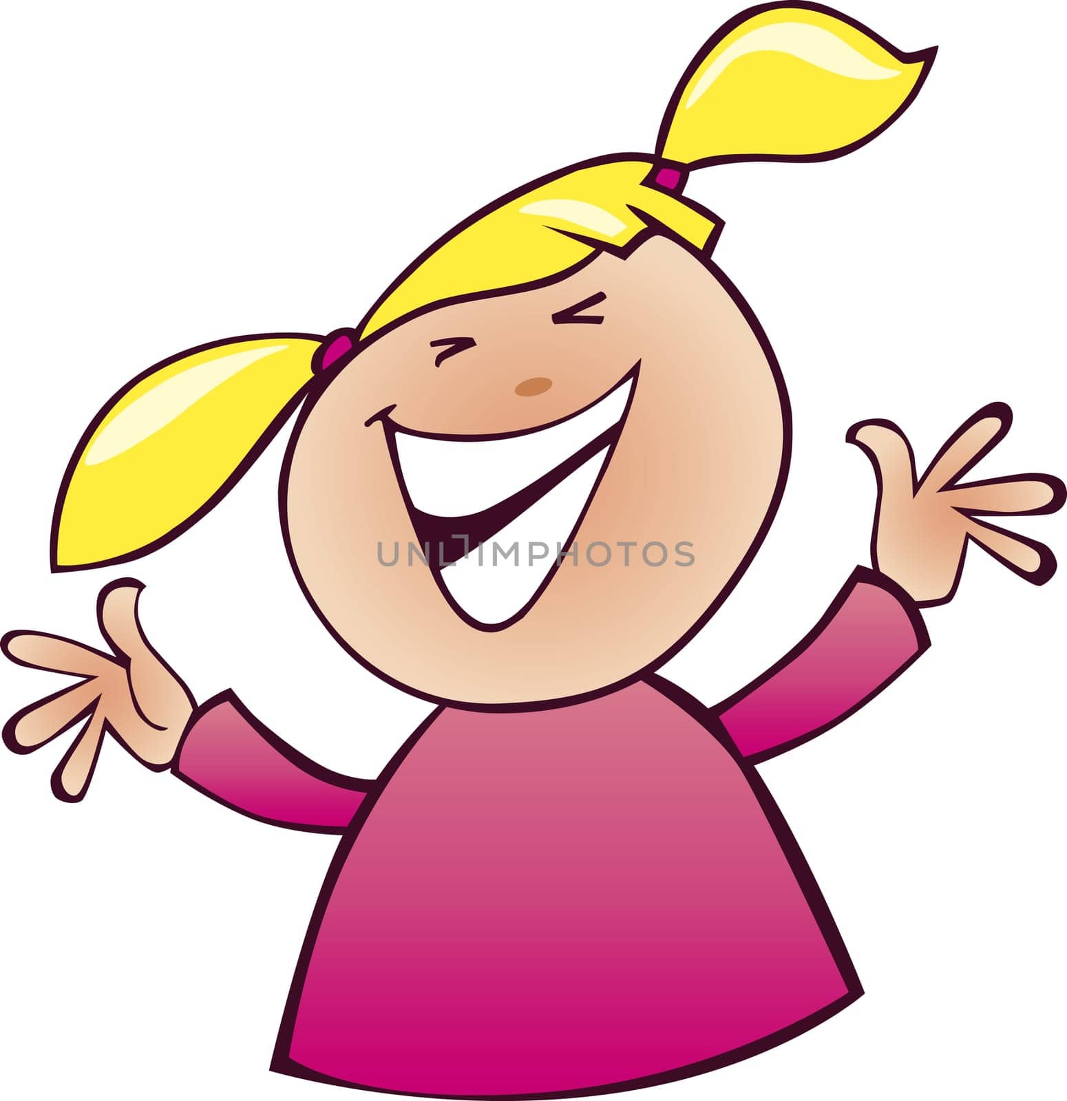 Cartoon illustration of happy girl smiling
