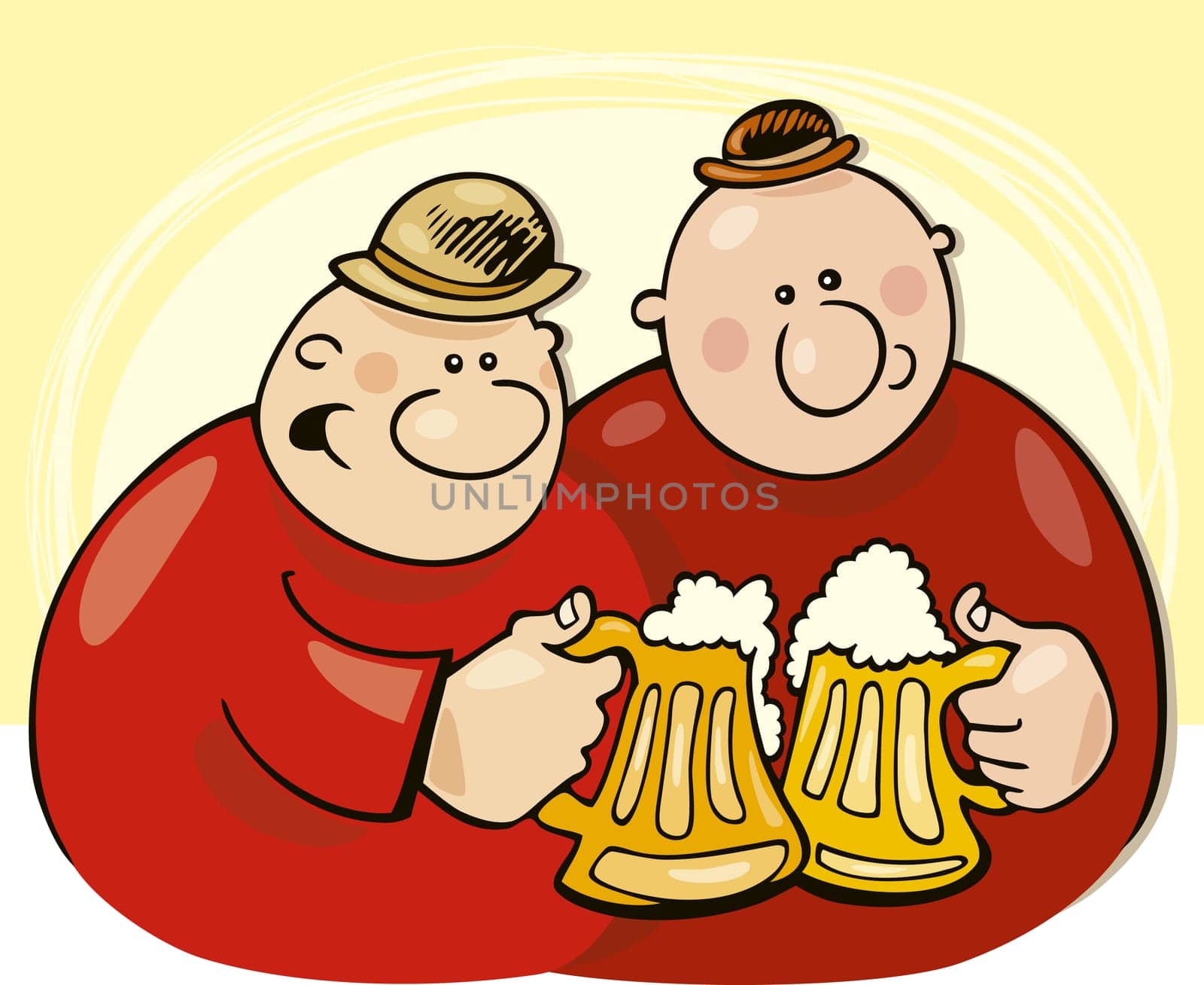 Illustration of two guys drinking beer