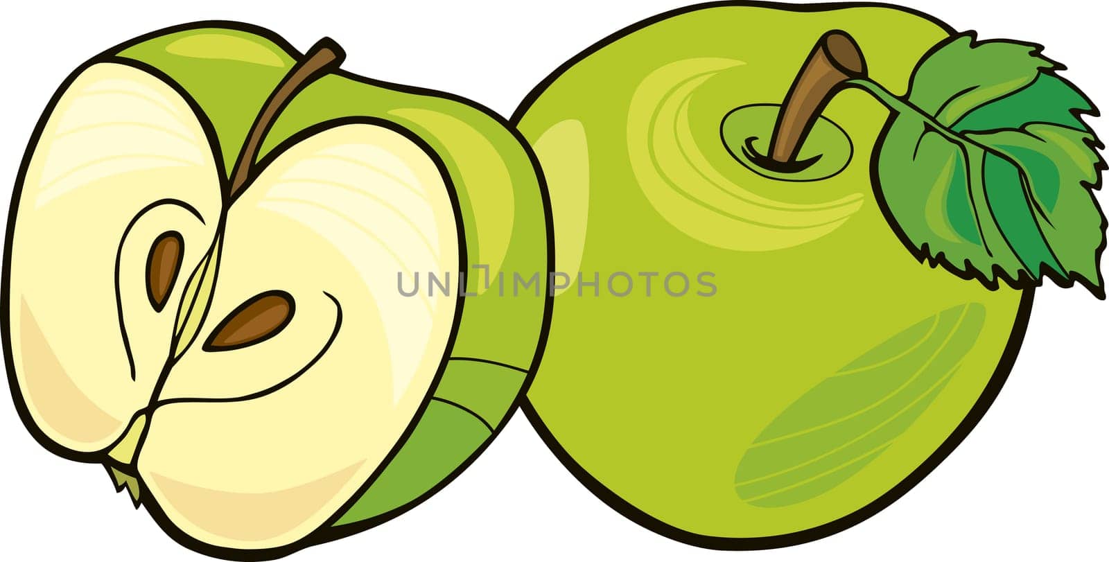 illustration of juicy green apples