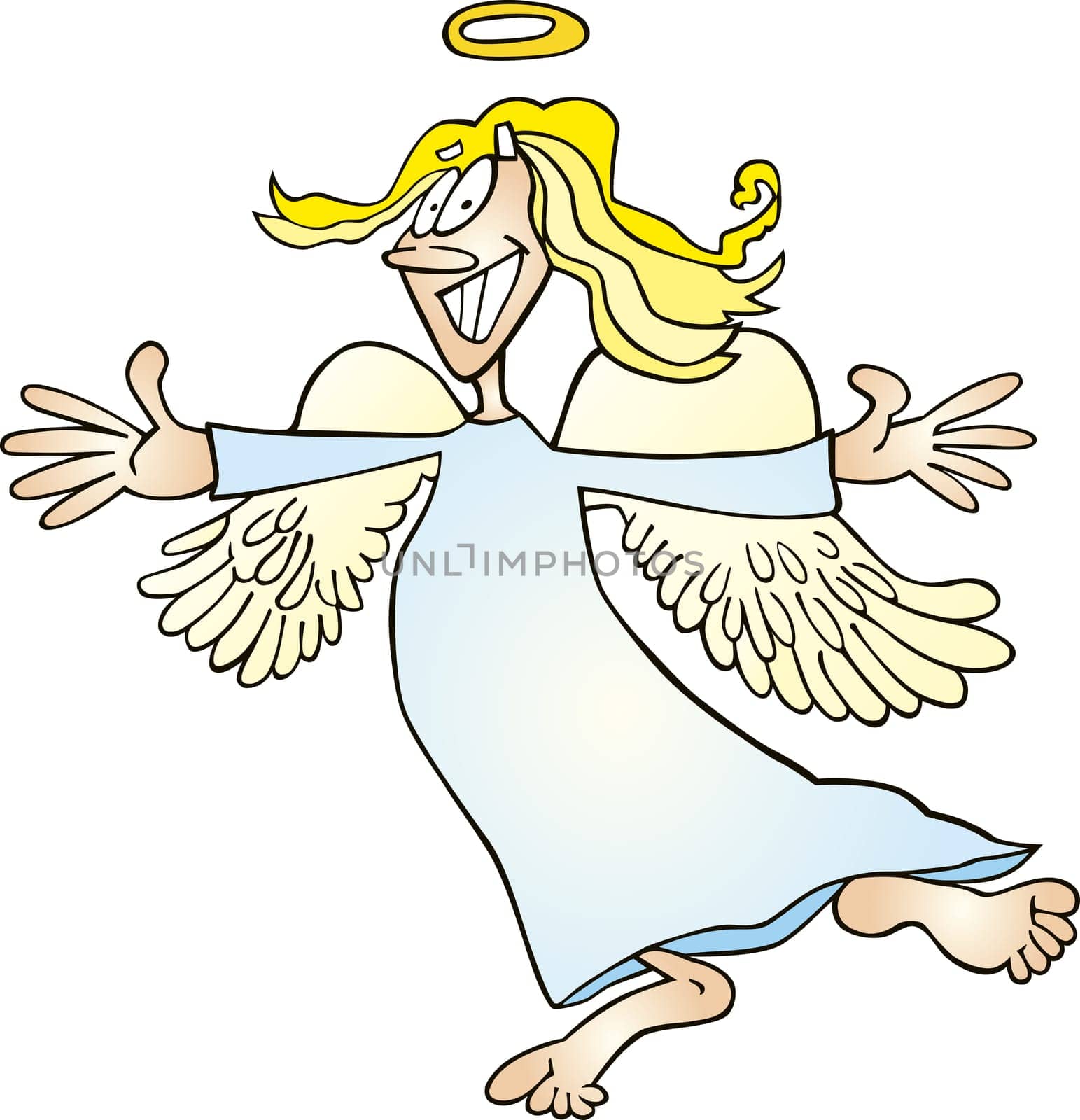 Cartoon illustration of funny angel