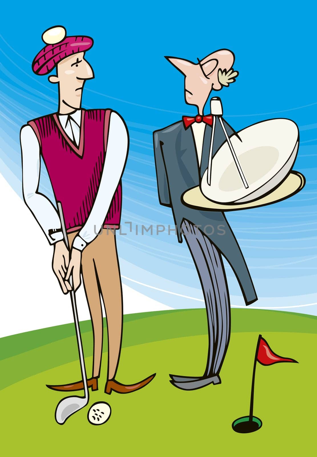 Illustration of Lord playing golf