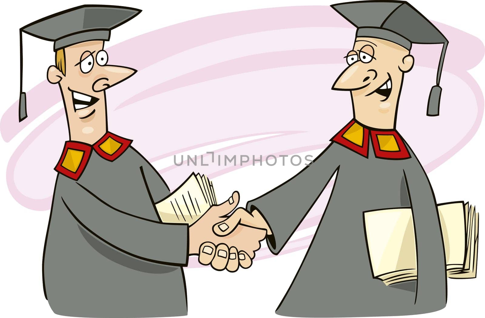 Illustration of two professors shaking hands