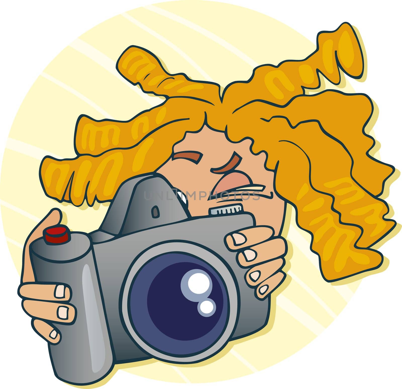 Illustration of young photographer taking photo