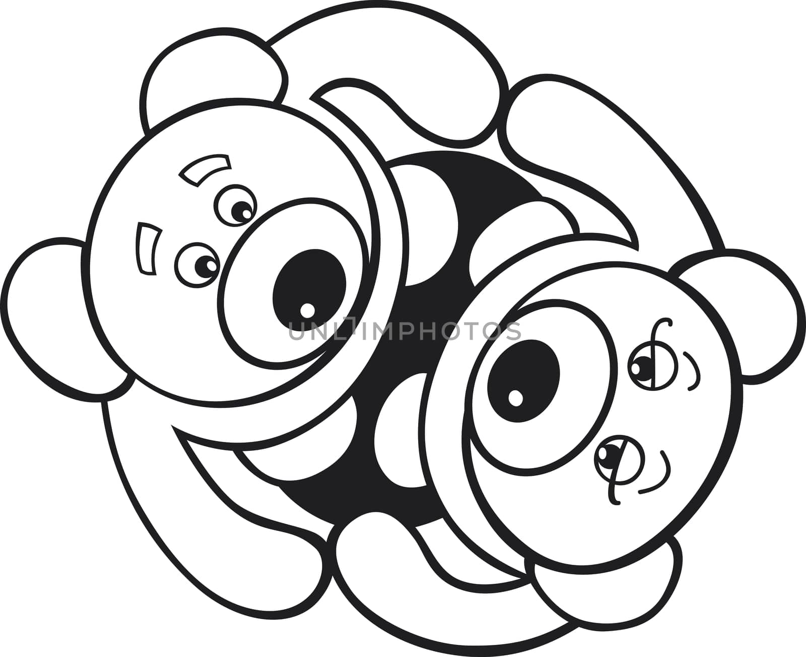 illustration of Teddy bears in love for coloring book