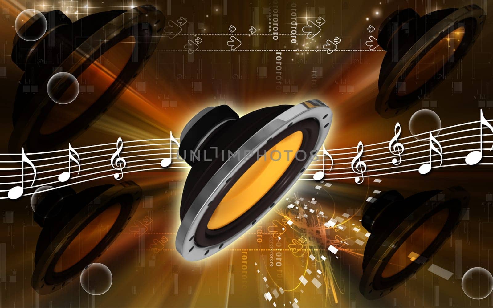 Digital illustration of car stereo in colour background