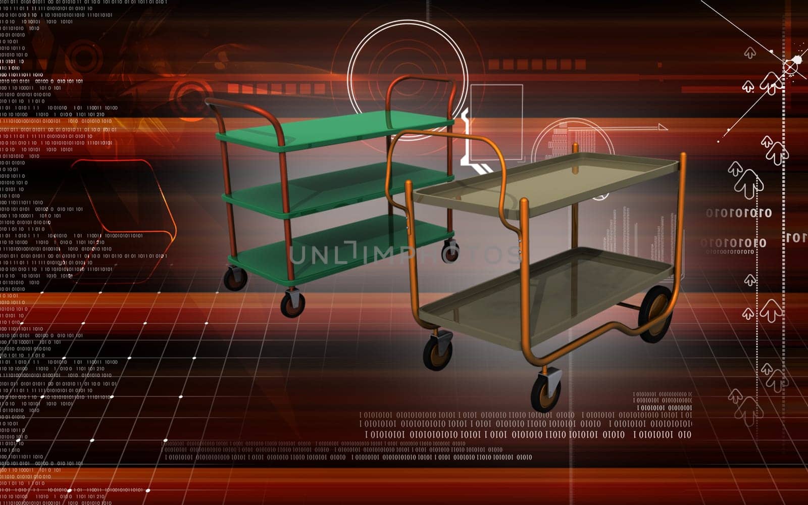 Digital illustration of a Service cart in colour background