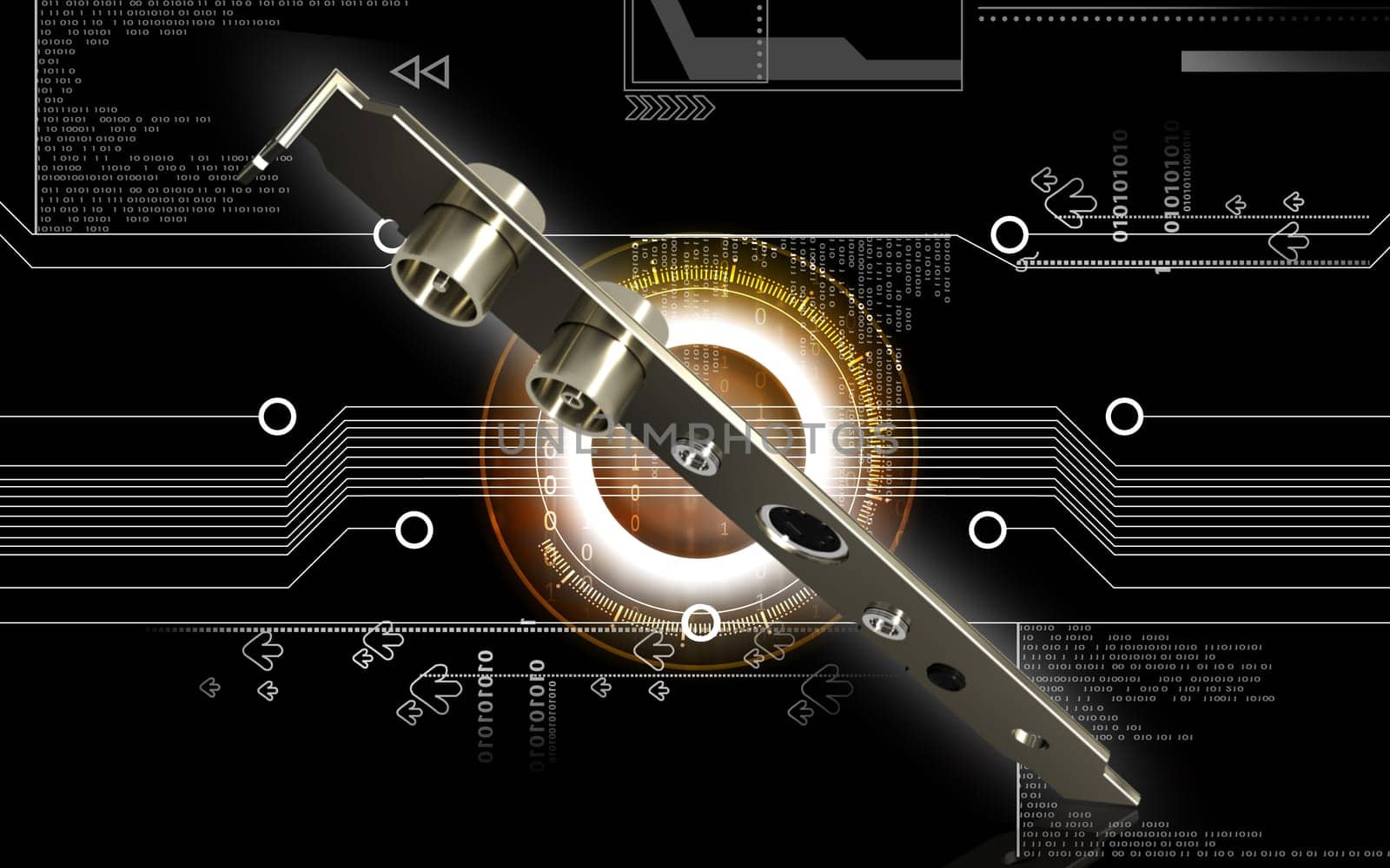Digital illustration of video capture card in colour background