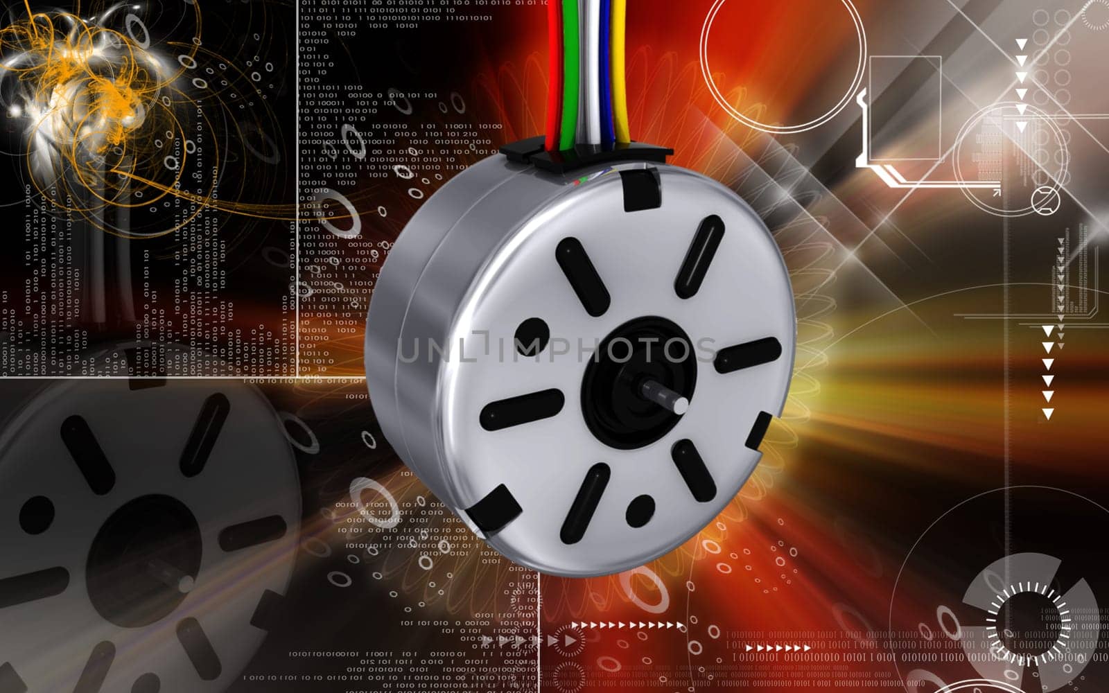 Digital illustration of electric stepper in colour background