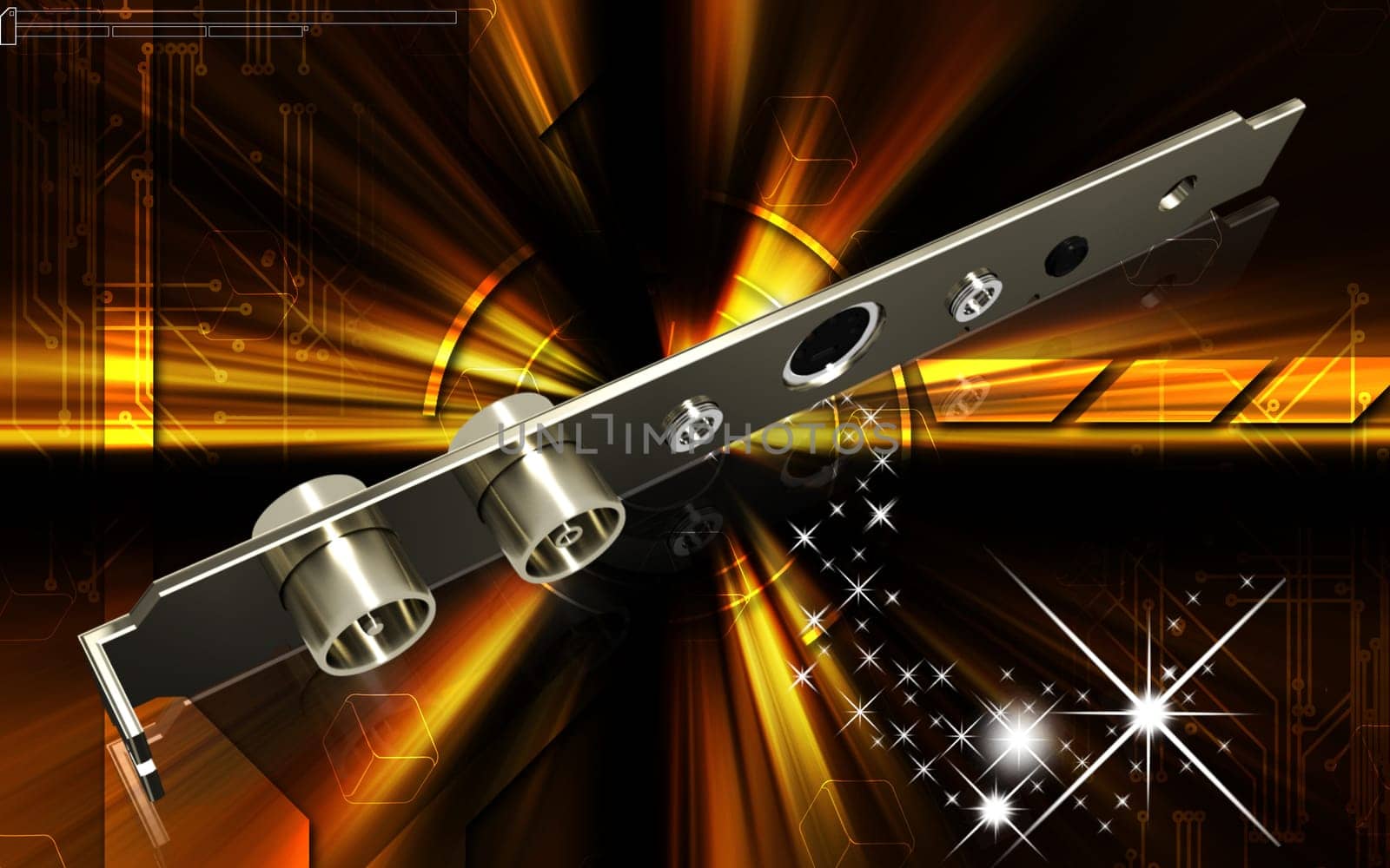 Digital illustration of video capture card in colour background