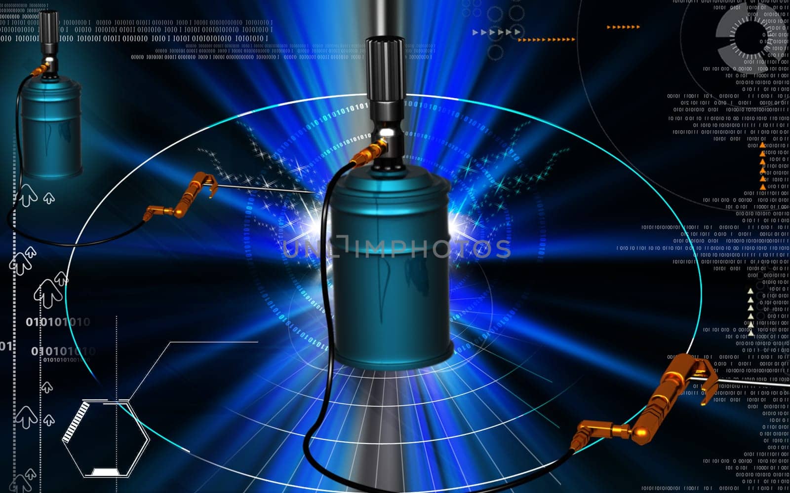 Digital illustration of air grease pump in colour background