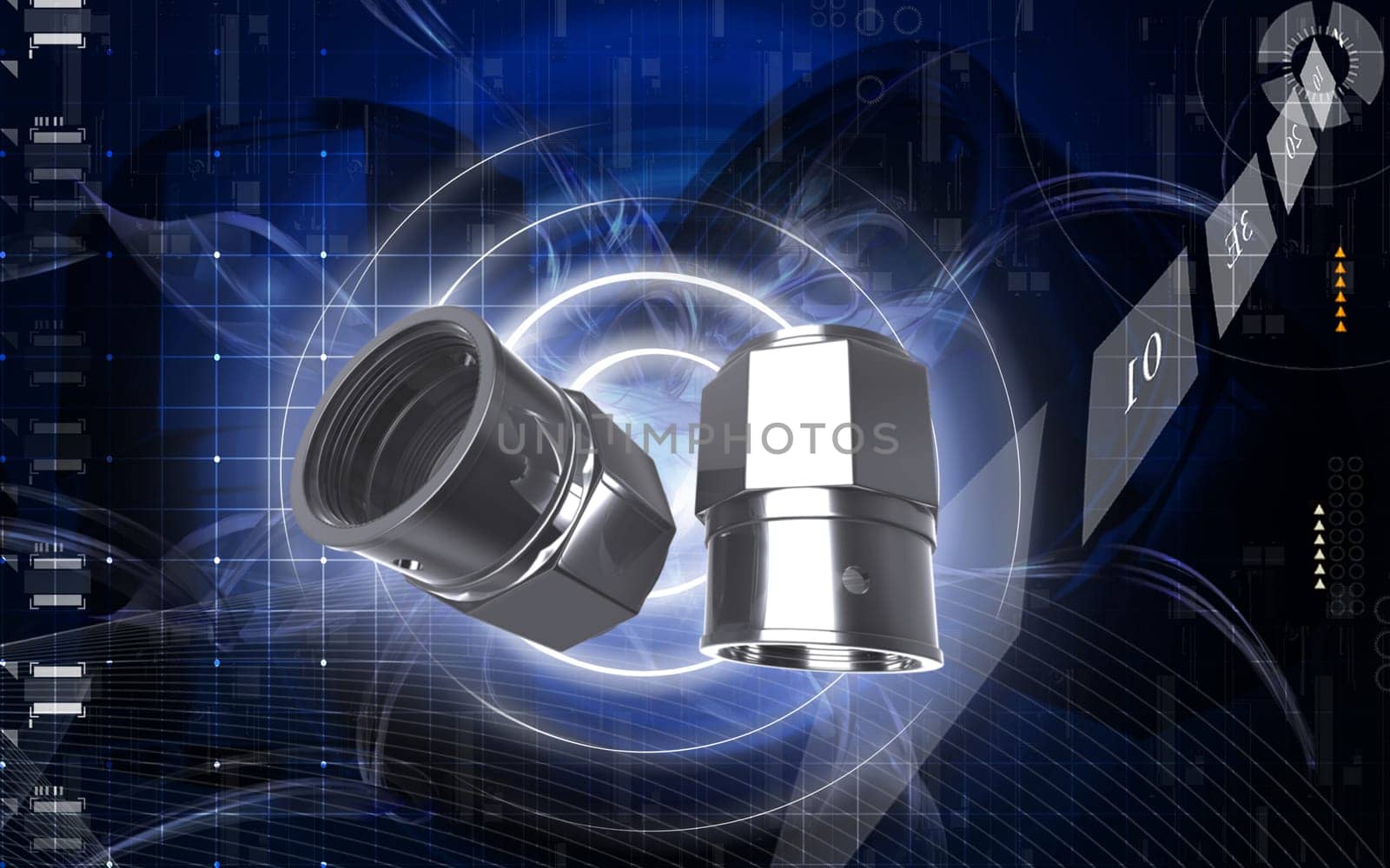Digital illustration of Valve caps in colour background